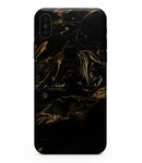 Black & Gold Marble Swirl V4 - iPhone XS MAX, XS/X, 8/8+, 7/7+, 5/5S/SE Skin-Kit (All iPhones Available)