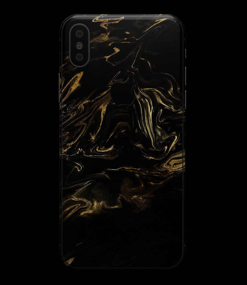 Black & Gold Marble Swirl V4 - iPhone XS MAX, XS/X, 8/8+, 7/7+, 5/5S/SE Skin-Kit (All iPhones Available)