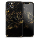 Black & Gold Marble Swirl V4  - Protective Skin Wrap & Decal – Compatible with iPhone SE to iPhone 17 Pro Max (All Models)