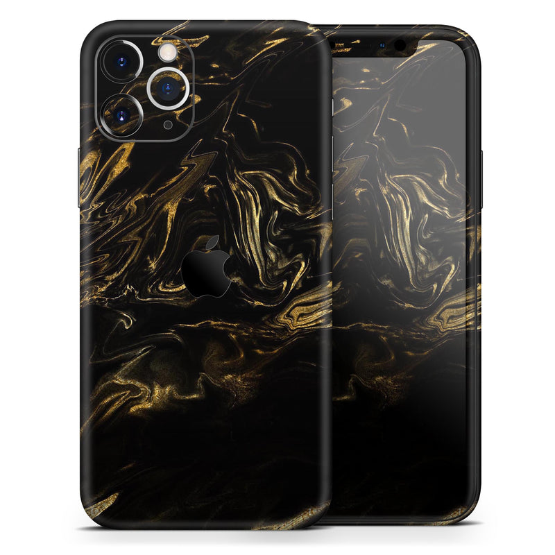 Black & Gold Marble Swirl V4  - Protective Skin Wrap & Decal – Compatible with iPhone SE to iPhone 17 Pro Max (All Models)