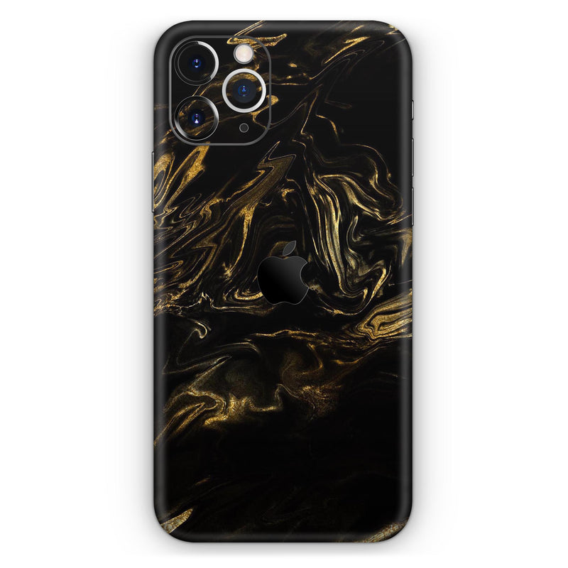 Black & Gold Marble Swirl V4  - Protective Skin Wrap & Decal – Compatible with iPhone SE to iPhone 17 Pro Max (All Models)
