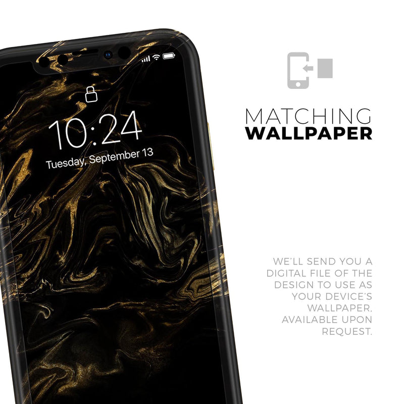 Black & Gold Marble Swirl V4  - Protective Skin Wrap & Decal – Compatible with iPhone SE to iPhone 17 Pro Max (All Models)