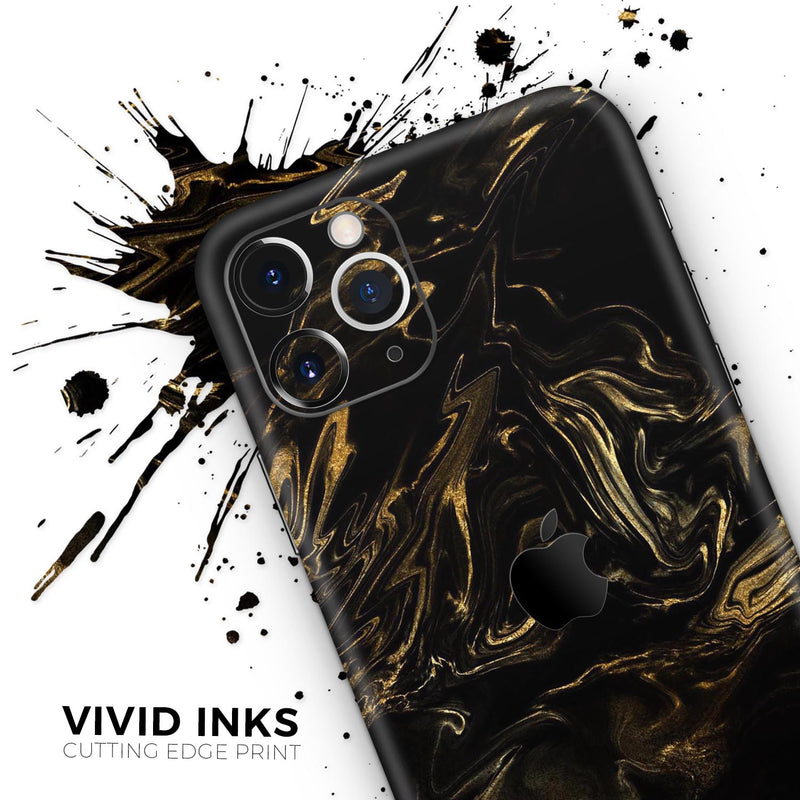 Black & Gold Marble Swirl V4  - Protective Skin Wrap & Decal – Compatible with iPhone SE to iPhone 17 Pro Max (All Models)