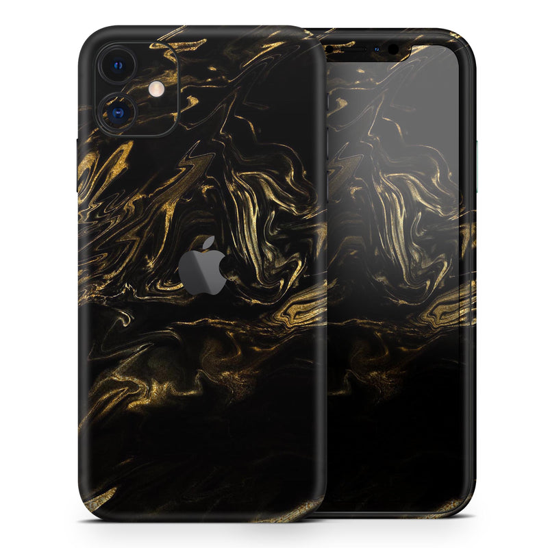 Black & Gold Marble Swirl V4  - Protective Skin Wrap & Decal – Compatible with iPhone SE to iPhone 17 Pro Max (All Models)