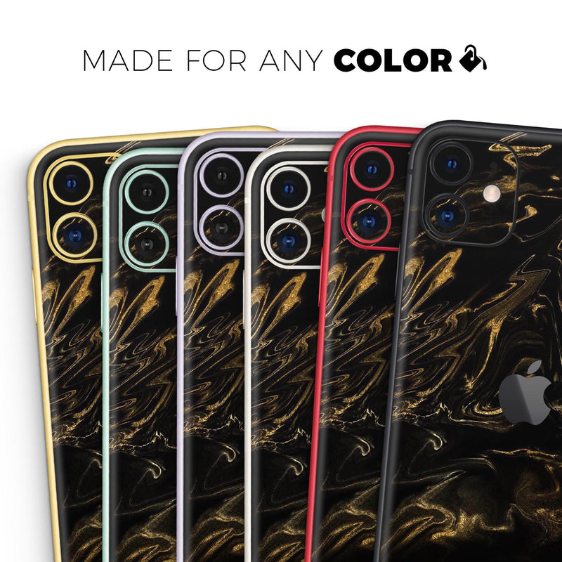 Black & Gold Marble Swirl V4  - Protective Skin Wrap & Decal – Compatible with iPhone SE to iPhone 17 Pro Max (All Models)
