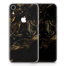 Black & Gold Marble Swirl V4 - Skin-Kit for the Apple iPhone XR, XS MAX, XS/X, 8/8+, 7/7+, 5/5S/SE (All iPhones Available)