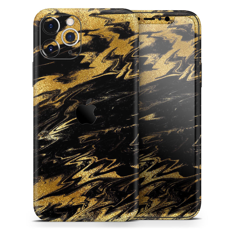 Black & Gold Marble Swirl V5  - Protective Skin Wrap & Decal – Compatible with iPhone SE to iPhone 17 Pro Max (All Models)
