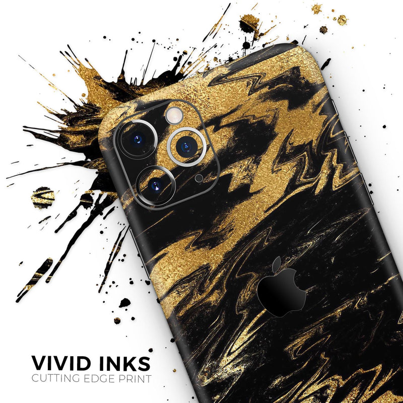Black & Gold Marble Swirl V5  - Protective Skin Wrap & Decal – Compatible with iPhone SE to iPhone 17 Pro Max (All Models)