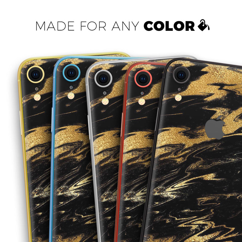 Black & Gold Marble Swirl V5 - Skin-Kit for the Apple iPhone XR, XS MAX, XS/X, 8/8+, 7/7+, 5/5S/SE (All iPhones Available)