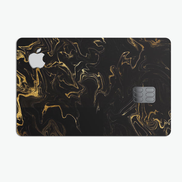 Black & Gold Marble Swirl V6 - Premium Protective Decal Skin-Kit for the Apple Credit Card