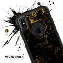 Black & Gold Marble Swirl V6 - Skin Kit for the iPhone OtterBox Cases