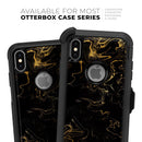 Black & Gold Marble Swirl V6 - Skin Kit for the iPhone OtterBox Cases