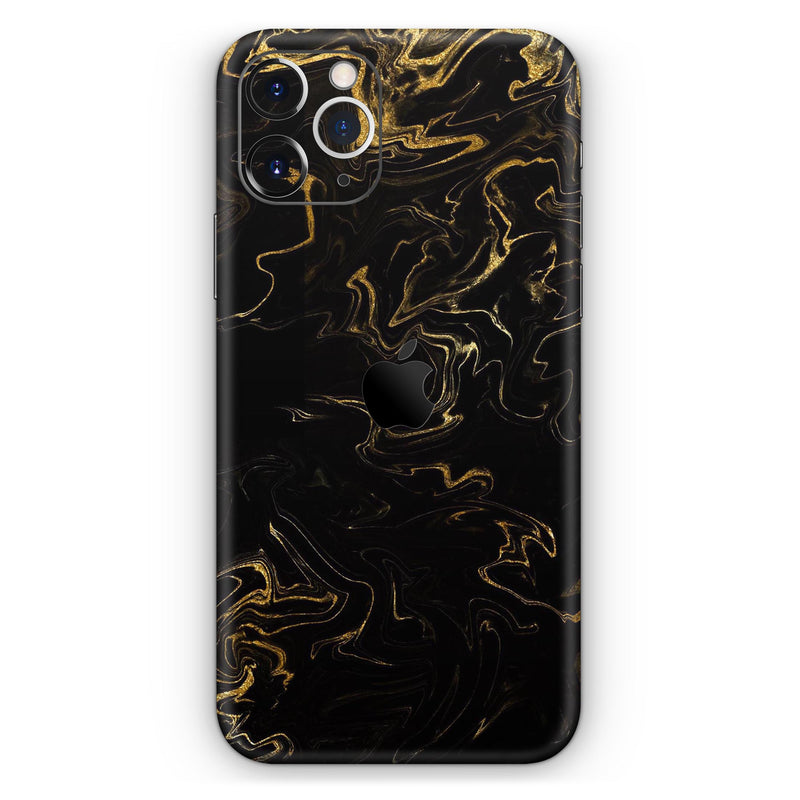 Black & Gold Marble Swirl V6  - Protective Skin Wrap & Decal – Compatible with iPhone SE to iPhone 17 Pro Max (All Models)