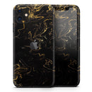 Black & Gold Marble Swirl V6  - Protective Skin Wrap & Decal – Compatible with iPhone SE to iPhone 17 Pro Max (All Models)