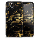 Black & Gold Marble Swirl V7 2  - Protective Skin Wrap & Decal – Compatible with iPhone SE to iPhone 17 Pro Max (All Models)