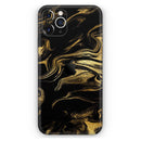 Black & Gold Marble Swirl V7 2  - Protective Skin Wrap & Decal – Compatible with iPhone SE to iPhone 17 Pro Max (All Models)
