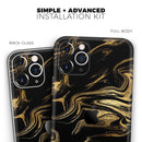 Black & Gold Marble Swirl V7 2  - Protective Skin Wrap & Decal – Compatible with iPhone SE to iPhone 17 Pro Max (All Models)