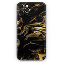 Black & Gold Marble Swirl V7  - Protective Skin Wrap & Decal – Compatible with iPhone SE to iPhone 17 Pro Max (All Models)