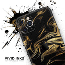 Black & Gold Marble Swirl V7  - Protective Skin Wrap & Decal – Compatible with iPhone SE to iPhone 17 Pro Max (All Models)