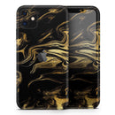 Black & Gold Marble Swirl V7  - Protective Skin Wrap & Decal – Compatible with iPhone SE to iPhone 17 Pro Max (All Models)