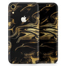 Black & Gold Marble Swirl V7 - Skin-Kit for the Apple iPhone XR, XS MAX, XS/X, 8/8+, 7/7+, 5/5S/SE (All iPhones Available)
