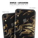 Black & Gold Marble Swirl V7 - Skin-Kit for the Apple iPhone XR, XS MAX, XS/X, 8/8+, 7/7+, 5/5S/SE (All iPhones Available)
