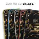 Black & Gold Marble Swirl V7 - Skin-Kit for the Apple iPhone XR, XS MAX, XS/X, 8/8+, 7/7+, 5/5S/SE (All iPhones Available)