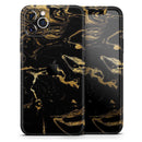 Black & Gold Marble Swirl V8  - Protective Skin Wrap & Decal – Compatible with iPhone SE to iPhone 17 Pro Max (All Models)