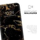 Black & Gold Marble Swirl V8  - Protective Skin Wrap & Decal – Compatible with iPhone SE to iPhone 17 Pro Max (All Models)