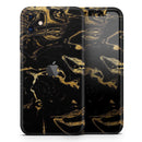 Black & Gold Marble Swirl V8  - Protective Skin Wrap & Decal – Compatible with iPhone SE to iPhone 17 Pro Max (All Models)