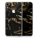 Black & Gold Marble Swirl V8 - Skin-Kit for the Apple iPhone XR, XS MAX, XS/X, 8/8+, 7/7+, 5/5S/SE (All iPhones Available)