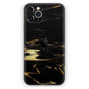 Black & Gold Marble Swirl V9  - Protective Skin Wrap & Decal – Compatible with iPhone SE to iPhone 17 Pro Max (All Models)