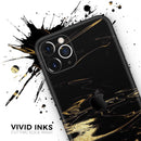 Black & Gold Marble Swirl V9  - Protective Skin Wrap & Decal – Compatible with iPhone SE to iPhone 17 Pro Max (All Models)