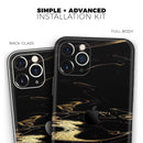 Black & Gold Marble Swirl V9  - Protective Skin Wrap & Decal – Compatible with iPhone SE to iPhone 17 Pro Max (All Models)