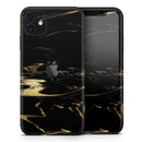 Black & Gold Marble Swirl V9  - Protective Skin Wrap & Decal – Compatible with iPhone SE to iPhone 17 Pro Max (All Models)