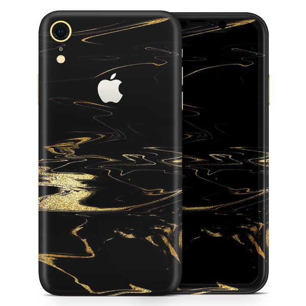 Black & Gold Marble Swirl V9 - Skin-Kit for the Apple iPhone XR, XS MAX, XS/X, 8/8+, 7/7+, 5/5S/SE (All iPhones Available)