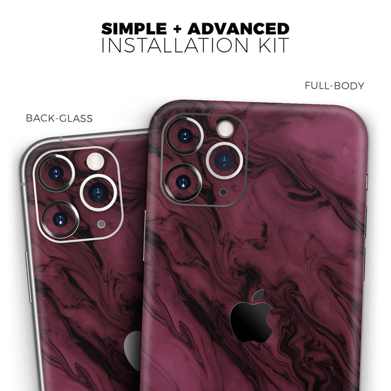 Black & Pink Marble Swirl V1 2  - Protective Skin Wrap & Decal – Compatible with iPhone SE to iPhone 17 Pro Max (All Models)