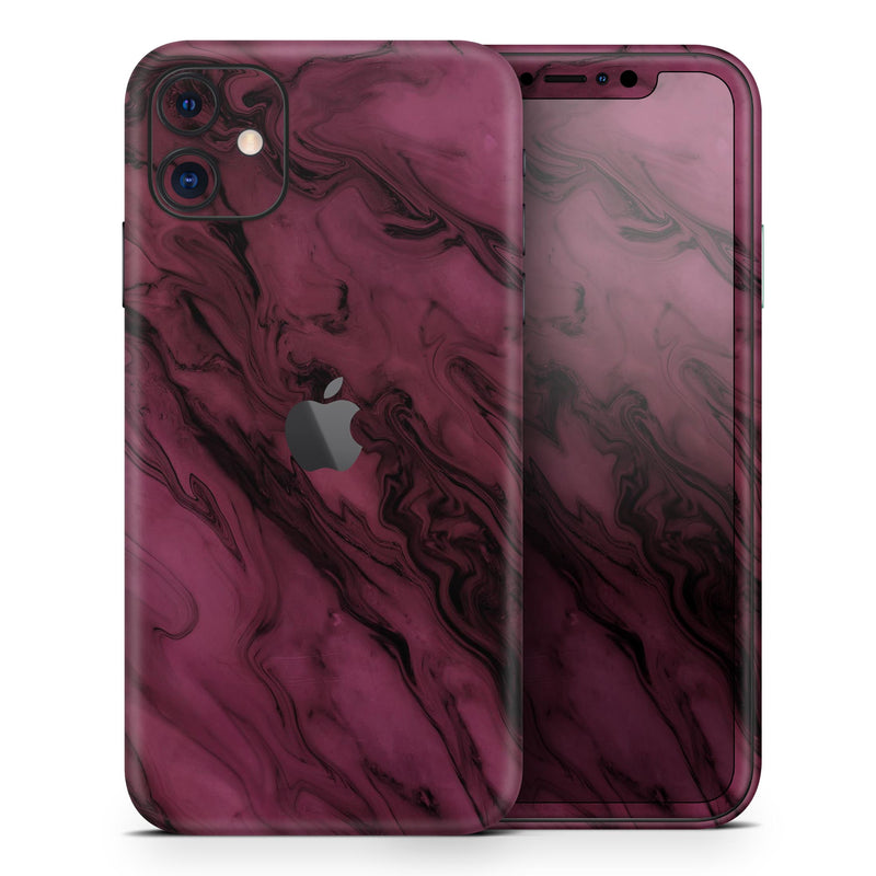 Black & Pink Marble Swirl V1 2  - Protective Skin Wrap & Decal – Compatible with iPhone SE to iPhone 17 Pro Max (All Models)