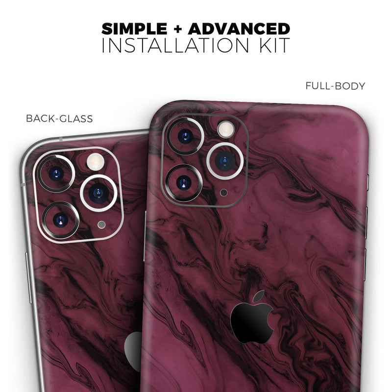 Black & Pink Marble Swirl V1  - Protective Skin Wrap & Decal – Compatible with iPhone SE to iPhone 17 Pro Max (All Models)