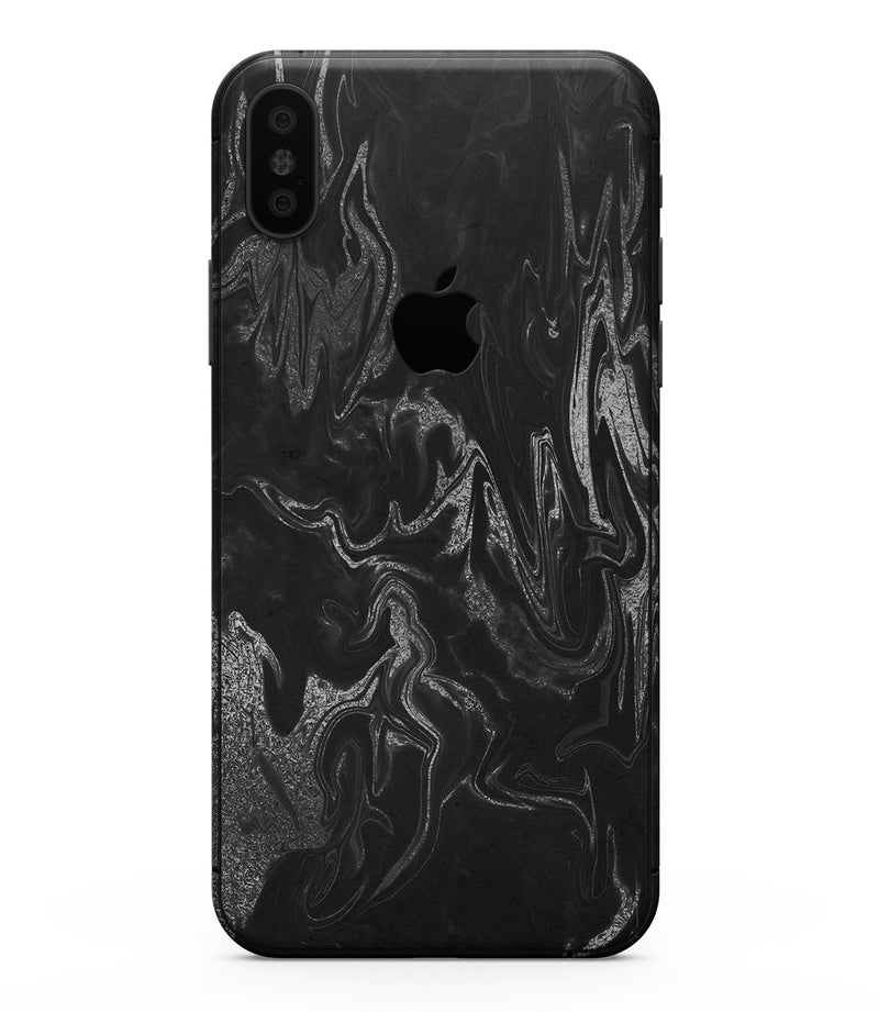 Black & Silver Marble Swirl V1 - iPhone XS MAX, XS/X, 8/8+, 7/7+, 5/5S/SE Skin-Kit (All iPhones Available)