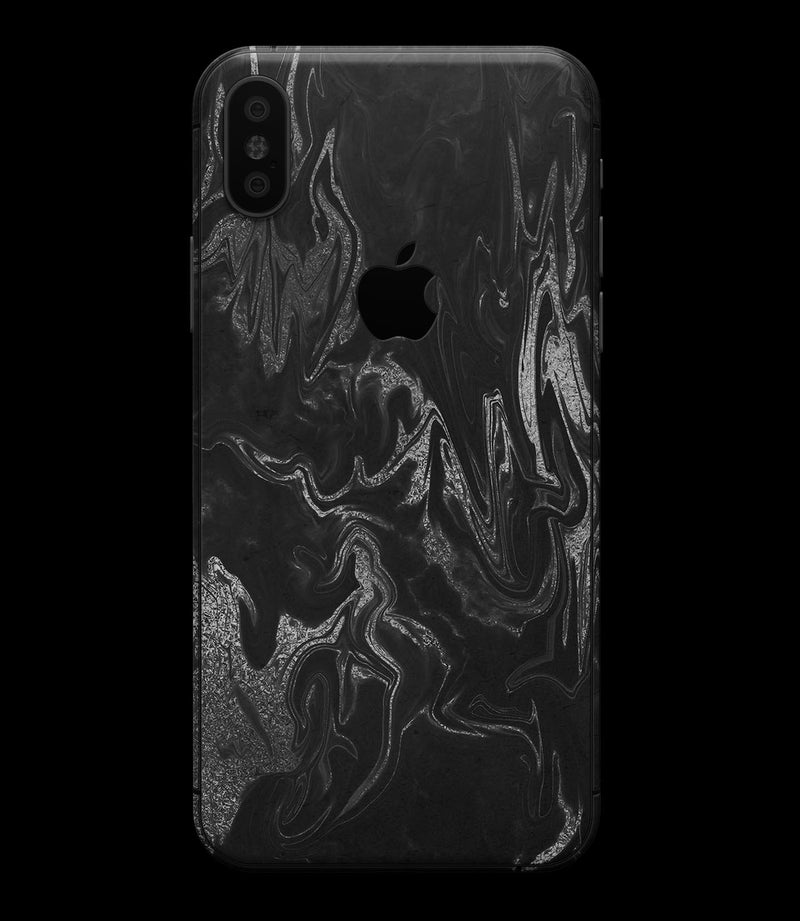 Black & Silver Marble Swirl V1 - iPhone XS MAX, XS/X, 8/8+, 7/7+, 5/5S/SE Skin-Kit (All iPhones Available)