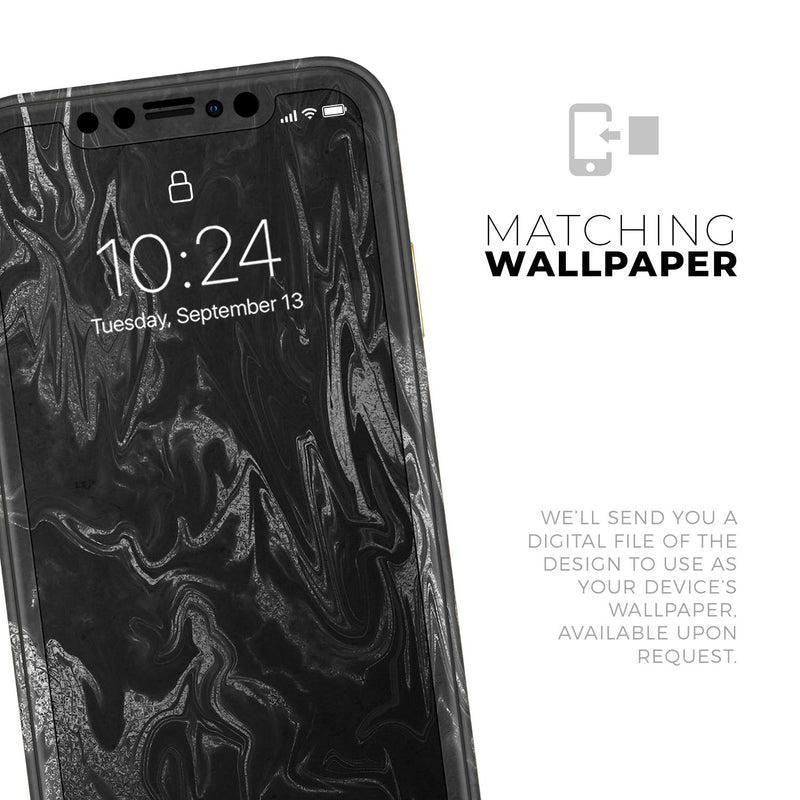 Black & Silver Marble Swirl V1 - Skin-Kit for the Apple iPhone XR, XS MAX, XS/X, 8/8+, 7/7+, 5/5S/SE (All iPhones Available)
