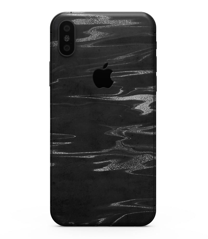 Black & Silver Marble Swirl V2 - iPhone XS MAX, XS/X, 8/8+, 7/7+, 5/5S/SE Skin-Kit (All iPhones Available)