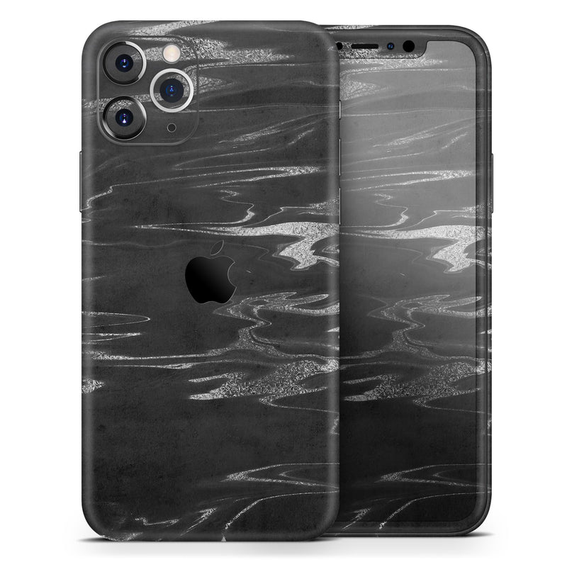Black & Silver Marble Swirl V2  - Protective Skin Wrap & Decal – Compatible with iPhone SE to iPhone 17 Pro Max (All Models)
