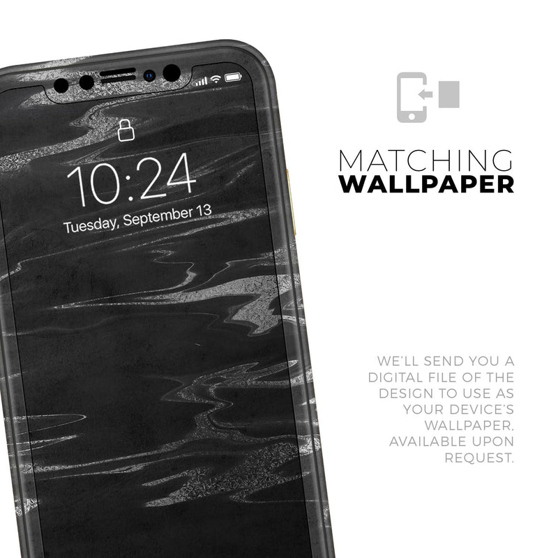Black & Silver Marble Swirl V2  - Protective Skin Wrap & Decal – Compatible with iPhone SE to iPhone 17 Pro Max (All Models)