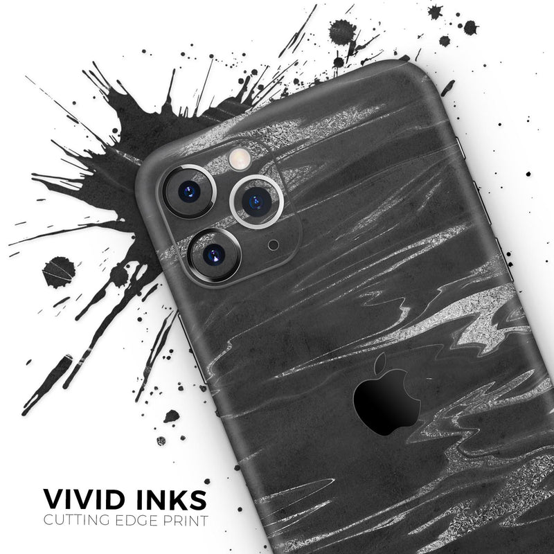 Black & Silver Marble Swirl V2  - Protective Skin Wrap & Decal – Compatible with iPhone SE to iPhone 17 Pro Max (All Models)