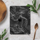 Black & Silver Marble Swirl V4 - Full Body Skin Decal for the Apple iPad Pro 12.9", 11", 10.5", 9.7", Air or Mini (All Models Available)