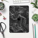 Black & Silver Marble Swirl V4 - Full Body Skin Decal for the Apple iPad Pro 12.9", 11", 10.5", 9.7", Air or Mini (All Models Available)