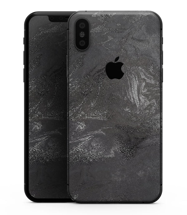 Black & Silver Marble Swirl V5 - iPhone XS MAX, XS/X, 8/8+, 7/7+, 5/5S/SE Skin-Kit (All iPhones Available)