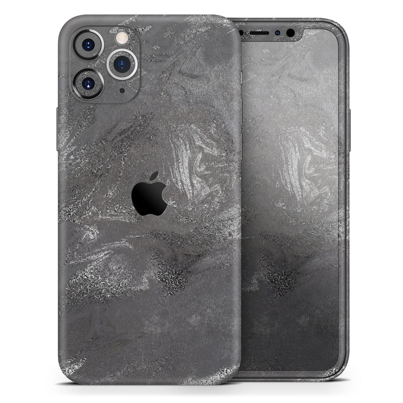 Black & Silver Marble Swirl V5  - Protective Skin Wrap & Decal – Compatible with iPhone SE to iPhone 17 Pro Max (All Models)